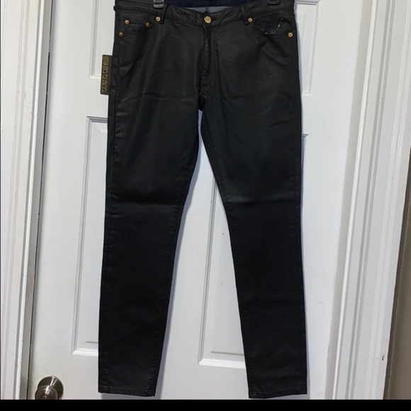 Roberto Cavalli black coated jeans